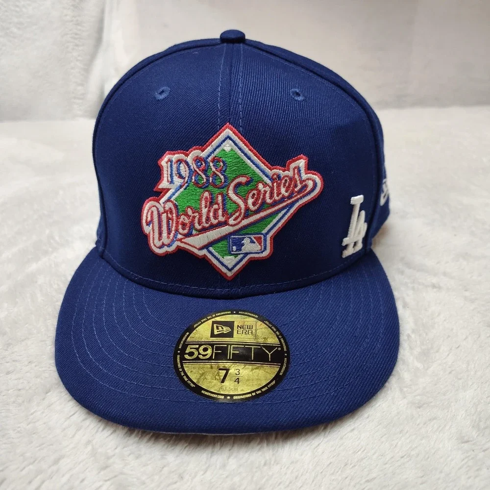 Los Angeles Dodgers New Era Hat Cap Fitted Mens 7‎ 3/4 Blue 59FIFTY MLB Baseball